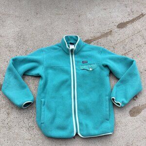Vintage Patagonia Kids XL 14 Synchilla Full Zip Pockets Teal Fleece 90s